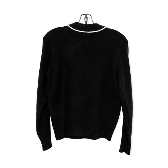 Athleta XS Transit Black White Contrast Mock Neck Merino Wool Blend Sweater - Picture 3 of 6